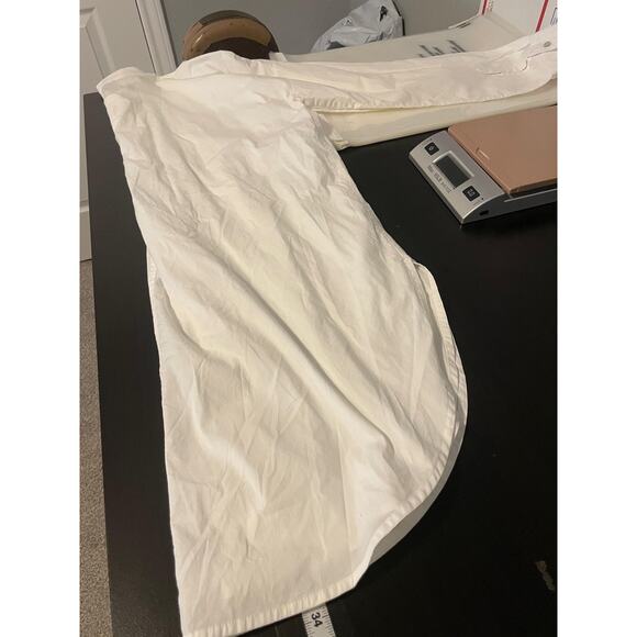 Eileen Fisher Shirt Womens Small White Mandarin Collar Button Tunic Stretch - Picture 8 of 9